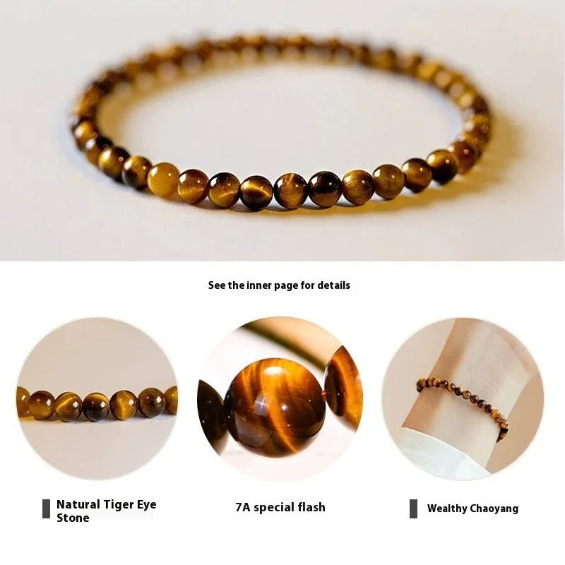 Geometric New Chinese Style Tigereye stone bead bracelet for men and women.