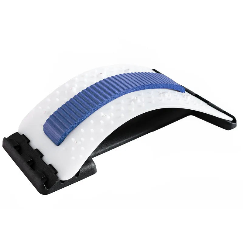 Adjustable manual back stretcher massager with multiple massage heads in a rectangular trapezoid shape.