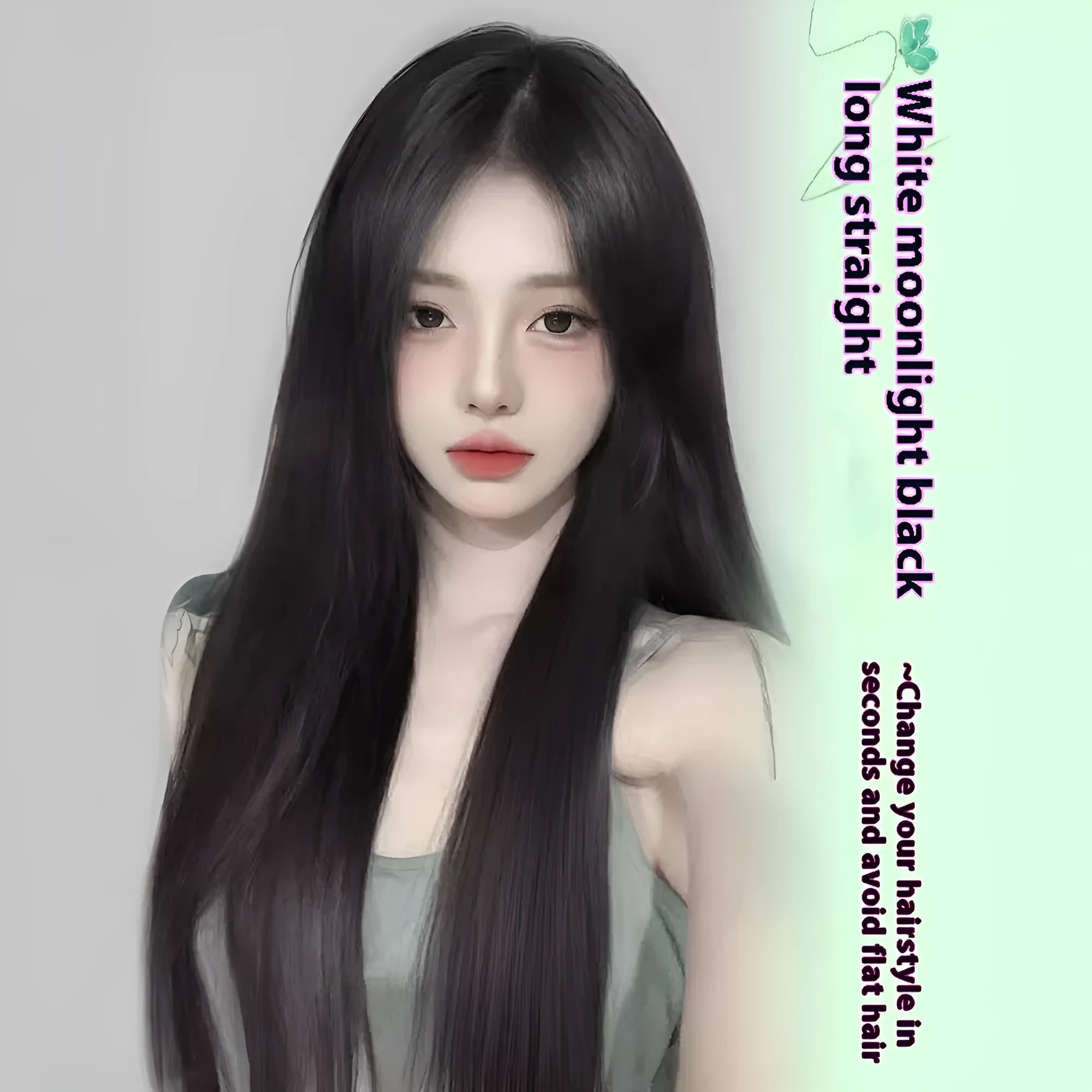 Female full-head wig with forehead lace front in high temperature fibre material, brown black colour option