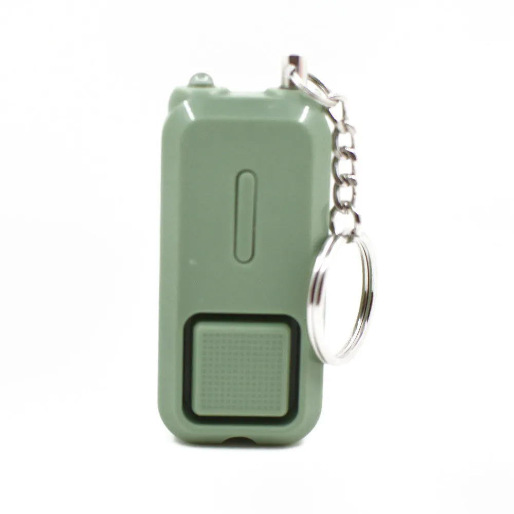 ZQ-202 personal safety alarm in five colour options showing compact 65mm x 30mm x 12mm dimensions