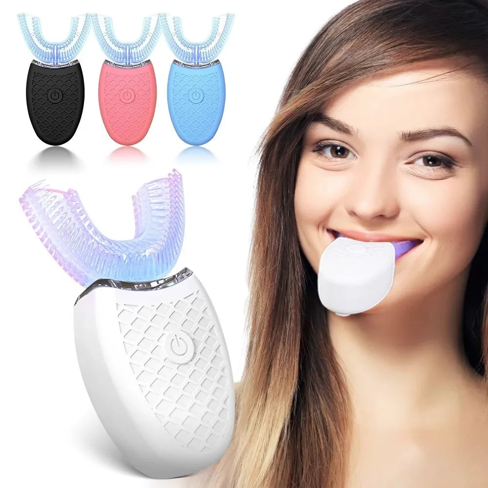 U-shaped electric toothbrush with IPX7 waterproof and USB cable for children and adults