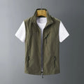 Men's rabbit fur hooded vest waistcoat in a slim fit, shown in a solid colour.