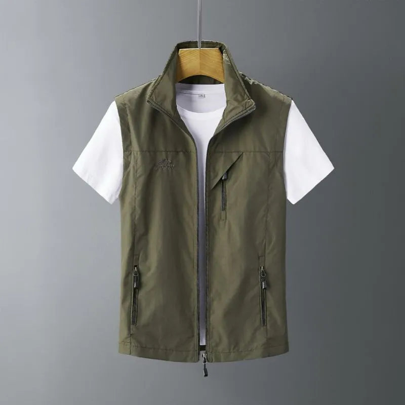 Men's rabbit fur hooded vest waistcoat in a slim fit, shown in a solid colour.