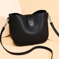 Fashionable leather commuter underarm bag for women, soft black shoulder bag 23x19x11cm
