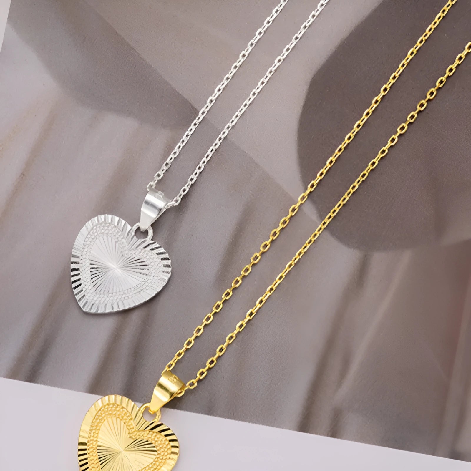 925 sterling silver simple gold-plated necklace on white background, available in gold and silver colours