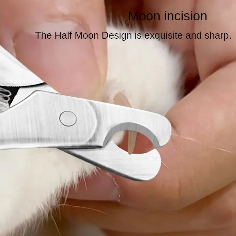 Silver professional pet nail clipper with stainless steel blades and safety guard.
