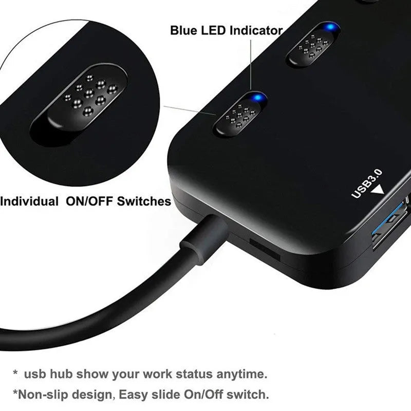 GMS-1103U3 USB 3.0 4-Port Hub with external power supply and TYPC connection