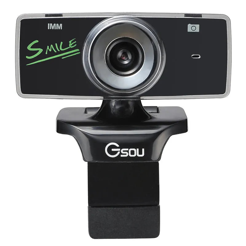 Black HD USB notebook computer camera with built-in microphone and night vision