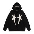 Hip hop printed cotton hoodie for men in black, long sleeve, non-ironing fabric