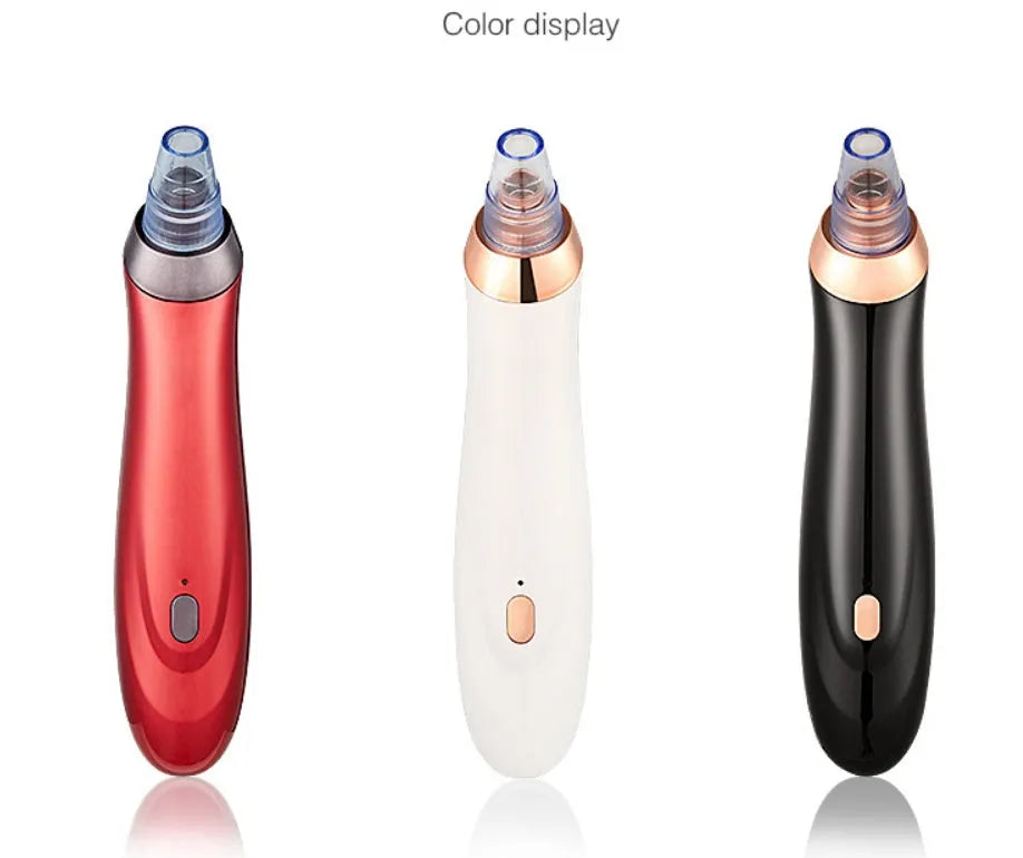 Electric blackhead remover pore cleaner with five nozzle attachments in handheld design