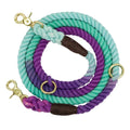 Gradient colour dog collar and leash set 180cm nylon rope metal chain pink
