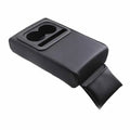 Beige leather car armrest box with cup holder and storage compartment, 35x20.5x7.5cm, universal fit