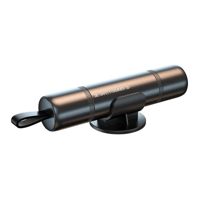 Aluminium alloy car emergency hammer with 4-in-1 safety functions including window breaker