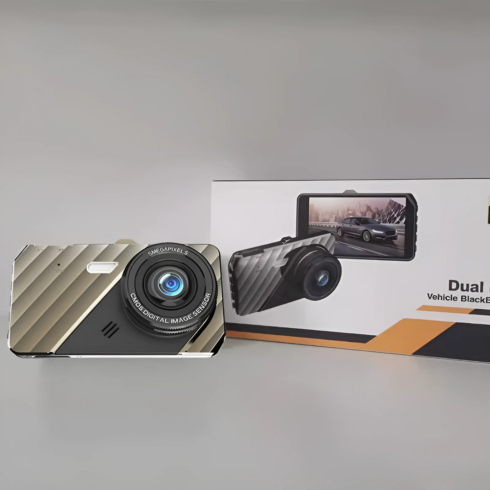 4 inch front and rear dual lens car dash cam with touch screen display