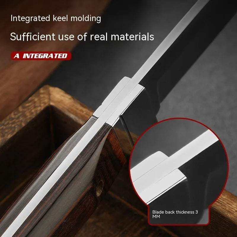 Camping multifunctional portable fruit knife with leather case and stainless steel blade