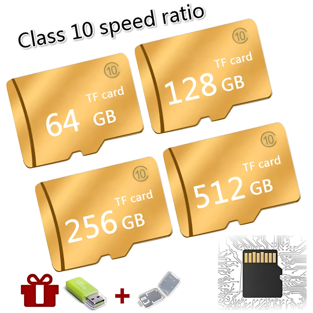 M Series Class 4 SD memory card recorder in gold colour with 128GB capacity label