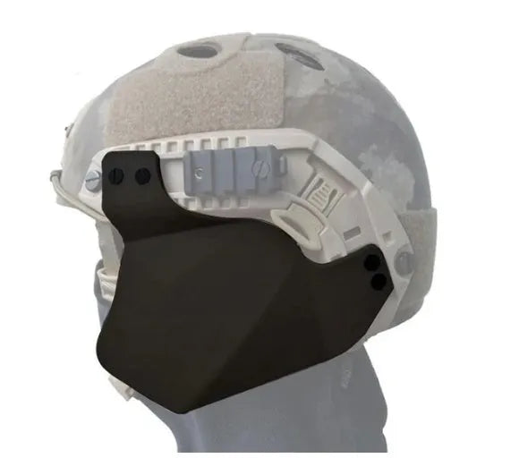 Blind-Spot Armor in Black, soft rubber tactical head protection with slanted deflection design for Emerson fast rail systems