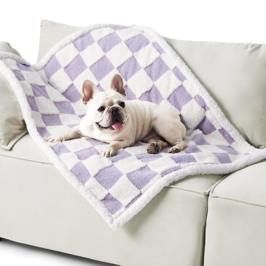 Shu Cotton thickened waterproof pet blanket for dogs in plaid pattern