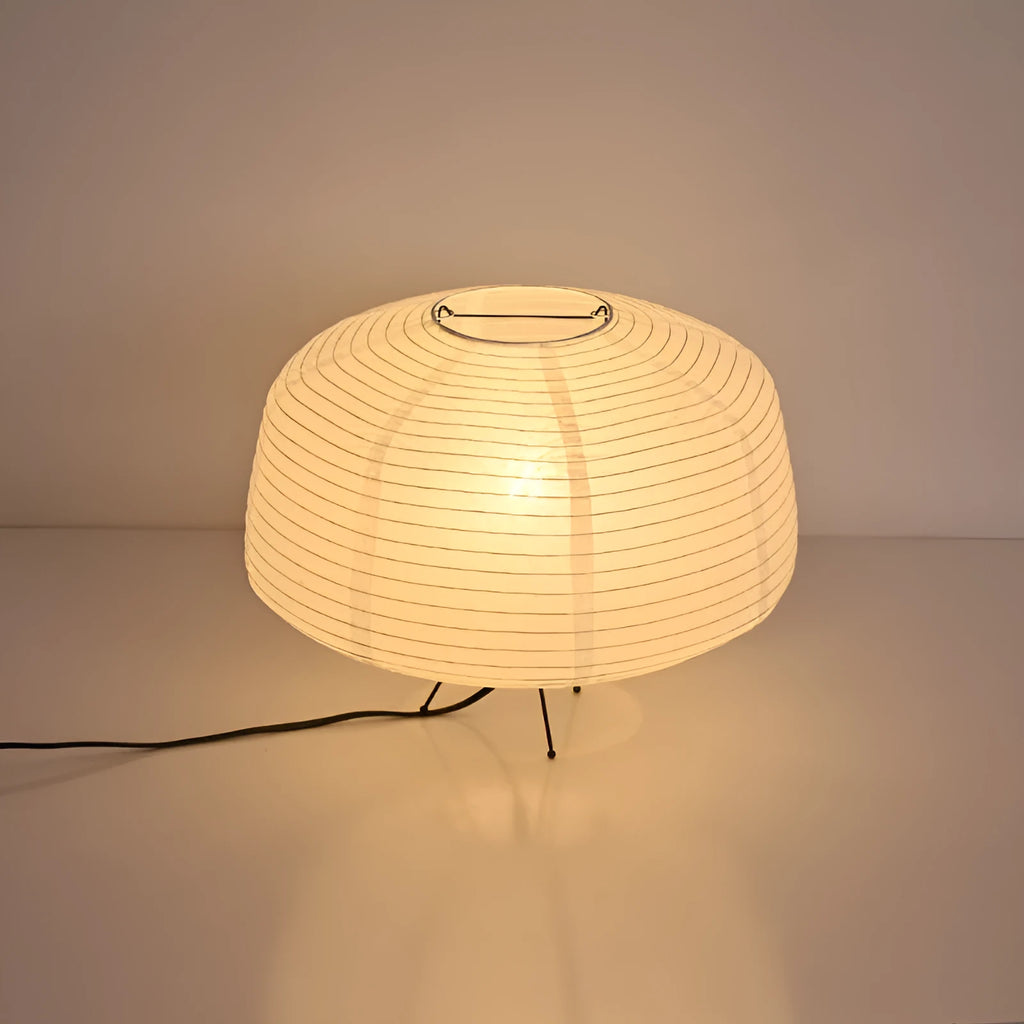 Japanese style Xuan paper table lamp, D39 x H32 cm, with three-colour light source, on a desk.