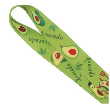 Cartoon avocado fruit printed polyester mobile phone lanyard with adjustable buckle