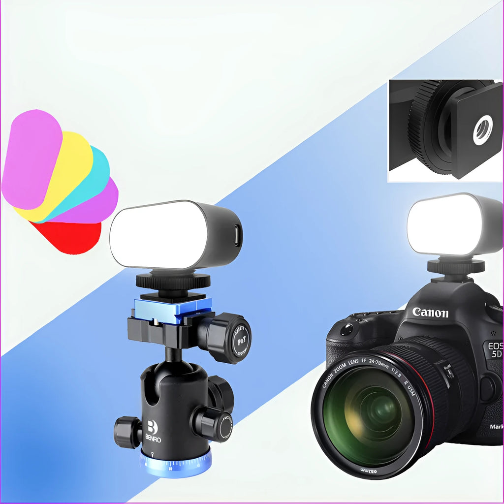 ST-30 black mobile phone fill light with colour palettes and cold shoe mount for photography