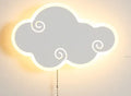Modern white cloud-shaped acrylic wall mounted bedside lamp with touch control for children's bedroom.