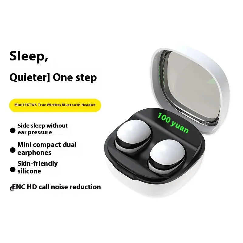 Mini13x Bluetooth headset with digital display and in-ear plastic design in black