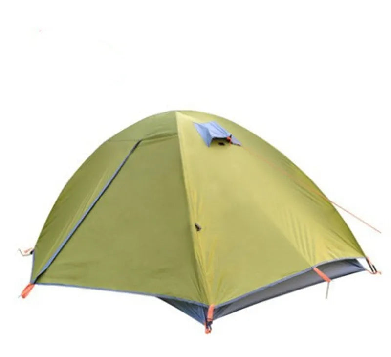 Outdoor camping double sun protection tent for 2 people in grass green with glass pole frame and 210T polyester flysheet