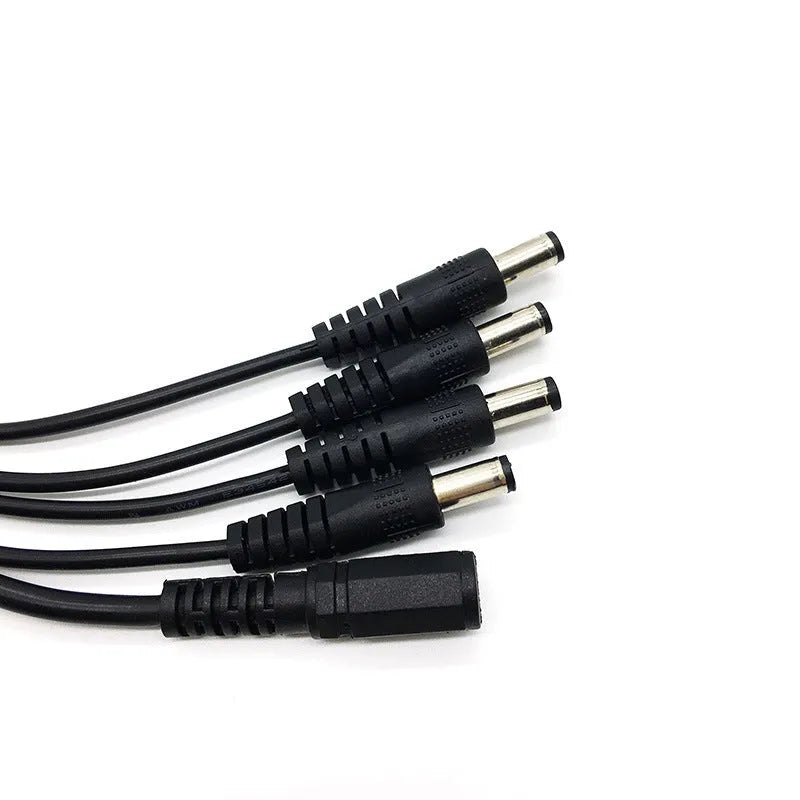 Black 0.39 metre DC power cable with 1-to-4 split for monitoring equipment