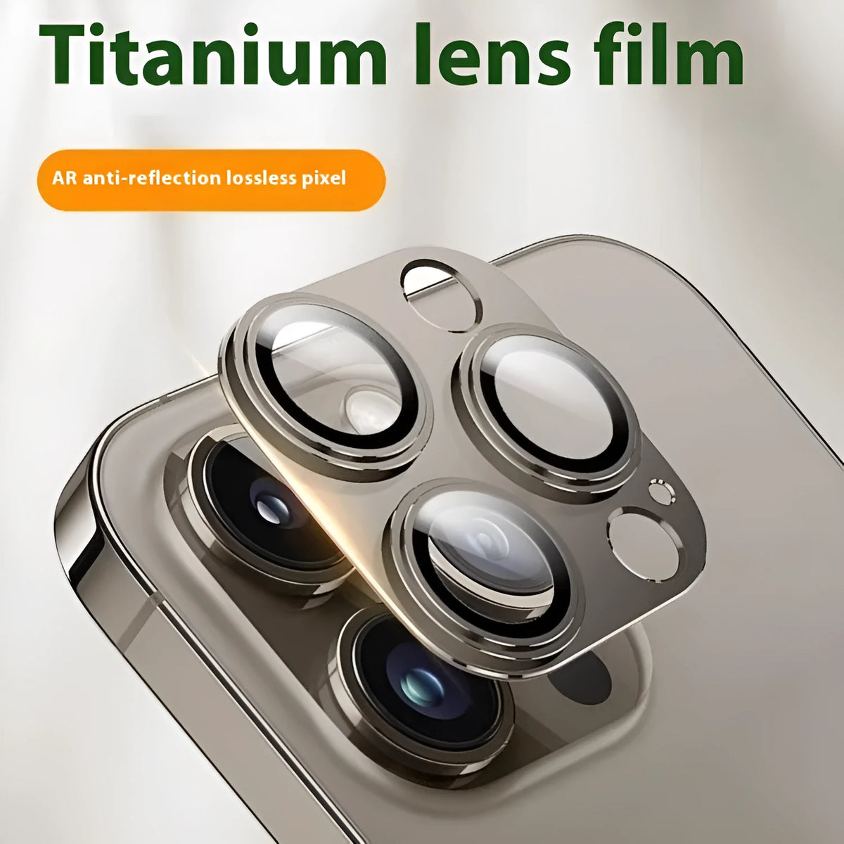 Titanium rear camera lens protector with metal frame and Corning glass for iPhone 15 14 13 12 11