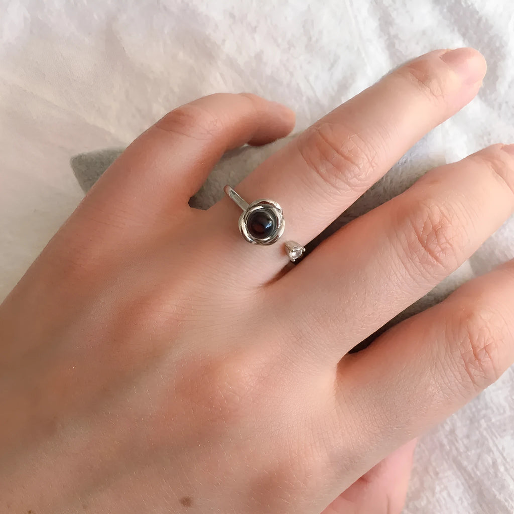 Projection custom couple ring in rose gold copper with adjustable band