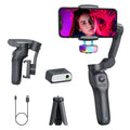RK series foldable handheld gimbal stabiliser in gun metal colour with tripod head extended