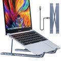 Aluminium alloy folding docking laptop stand showing 8-in-1 ports and 0.6m cable