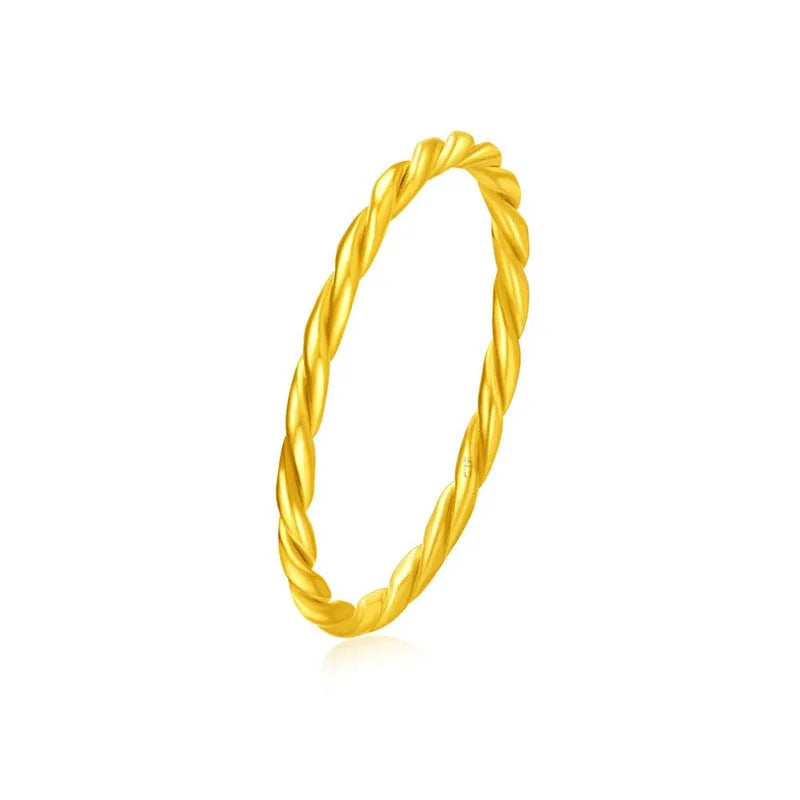 Simple brass gold plated women's bracelet ring showing matte, glossy and twist design options