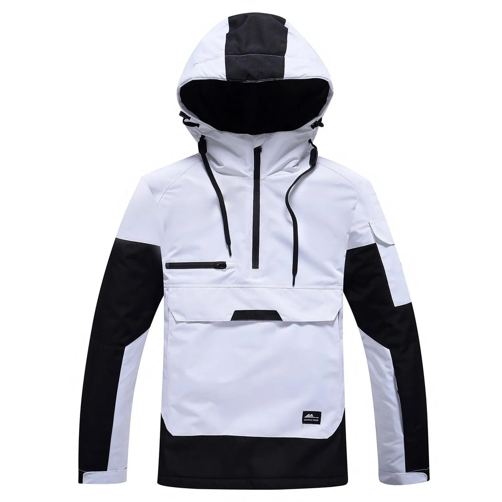 Contrast colour windproof waterproof couple ski hoodie in blue, polyester fibre, 15000mm rating, sizes S-XXL