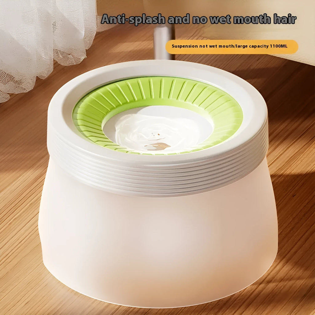 Green PP silicone suspension water bowl for dogs and cats with 600ml capacity