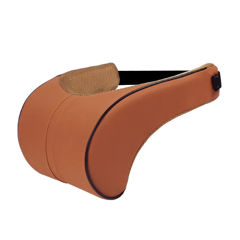 Leather car cushion with memory foam filling as headrest or lumbar support pillow
