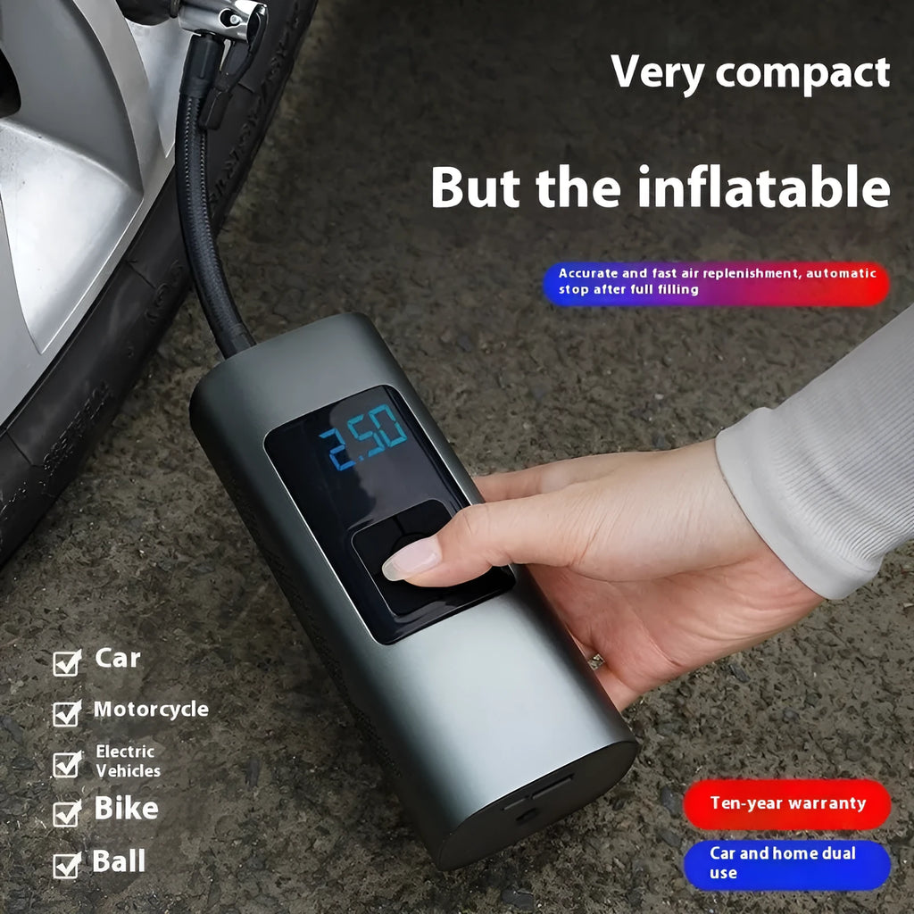 Vehicle air digital display portable wireless tire inflator with ABS metal body and 12V power