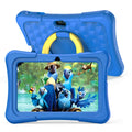 Blue children's educational tablet with rotating handle bracket and silicone protective cover