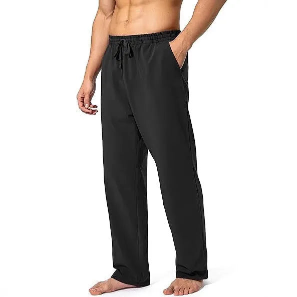 Men's loose fit casual trousers in polyester fabric with quick-drying properties