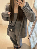 Women's knit cardigan vest pants three-piece set in Japanese Korean casual style