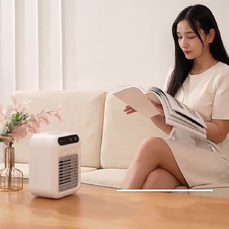 Portable Air Cooler & Mini Humidifier - USB Rechargeable Wireless Desk Fan with Cooling Mist, Compact Air Conditioner for Home, Office & Car