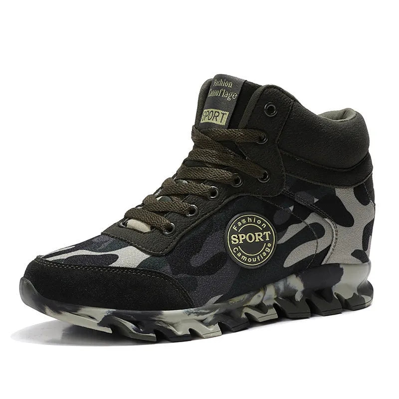 Women's green camouflage canvas sneakers with rubber sole