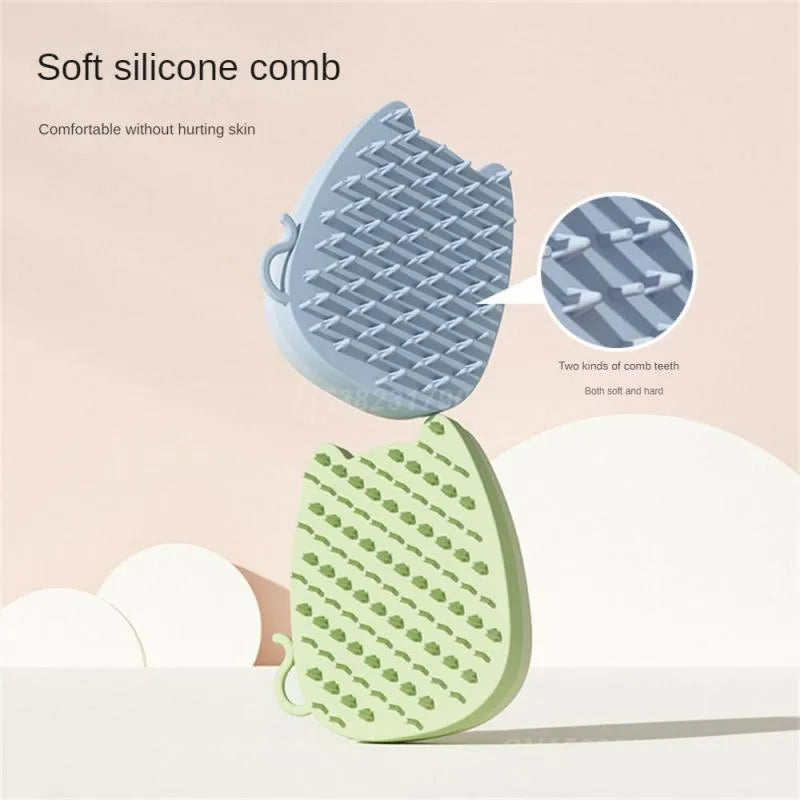 Blue sponge silicone pet comb with dual-type teeth for grooming cats and dogs