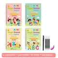 Children's Groove English Calligraphy Practice Board with Magic Stickers Copy Control Pen Training Book for Handwriting Improvement White Cardboard French German Option 4-Book Set Length 19cm