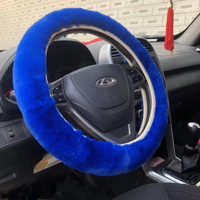 Sheepskin and wool steering wheel cover set of 6 in various colours for 38cm diameter wheels