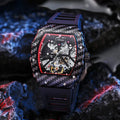 Men's mechanical waterproof watch with luminous dial on rubber strap with stainless steel buckle