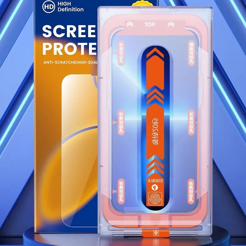 Tempered glass screen protector for iPhone with HD dustproof film and second sticker box