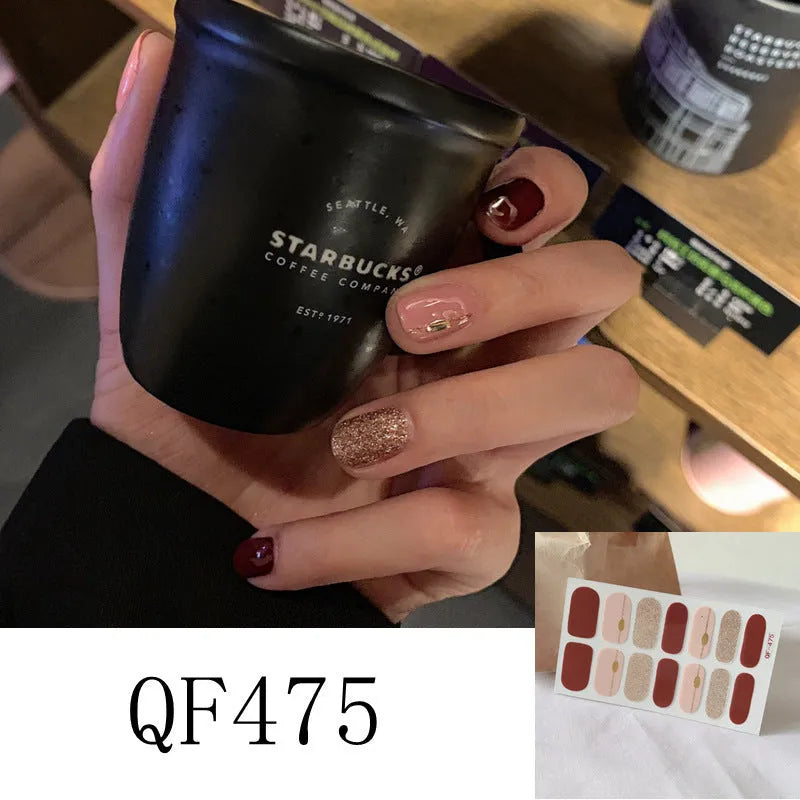 3D diamond waterproof nail stickers for pregnant women, 14 full coverage stickers per pack, multiple colour styles