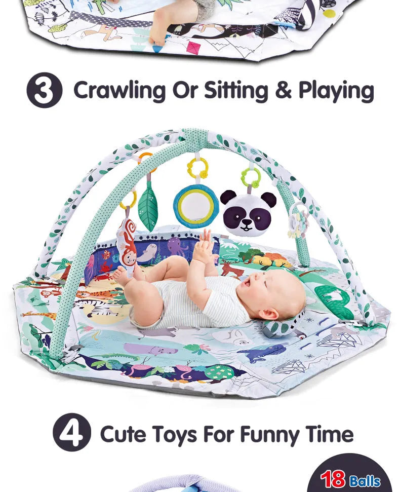 Baby ocean ball fence fitness frame in fabric with hexagon colour pattern for infant play